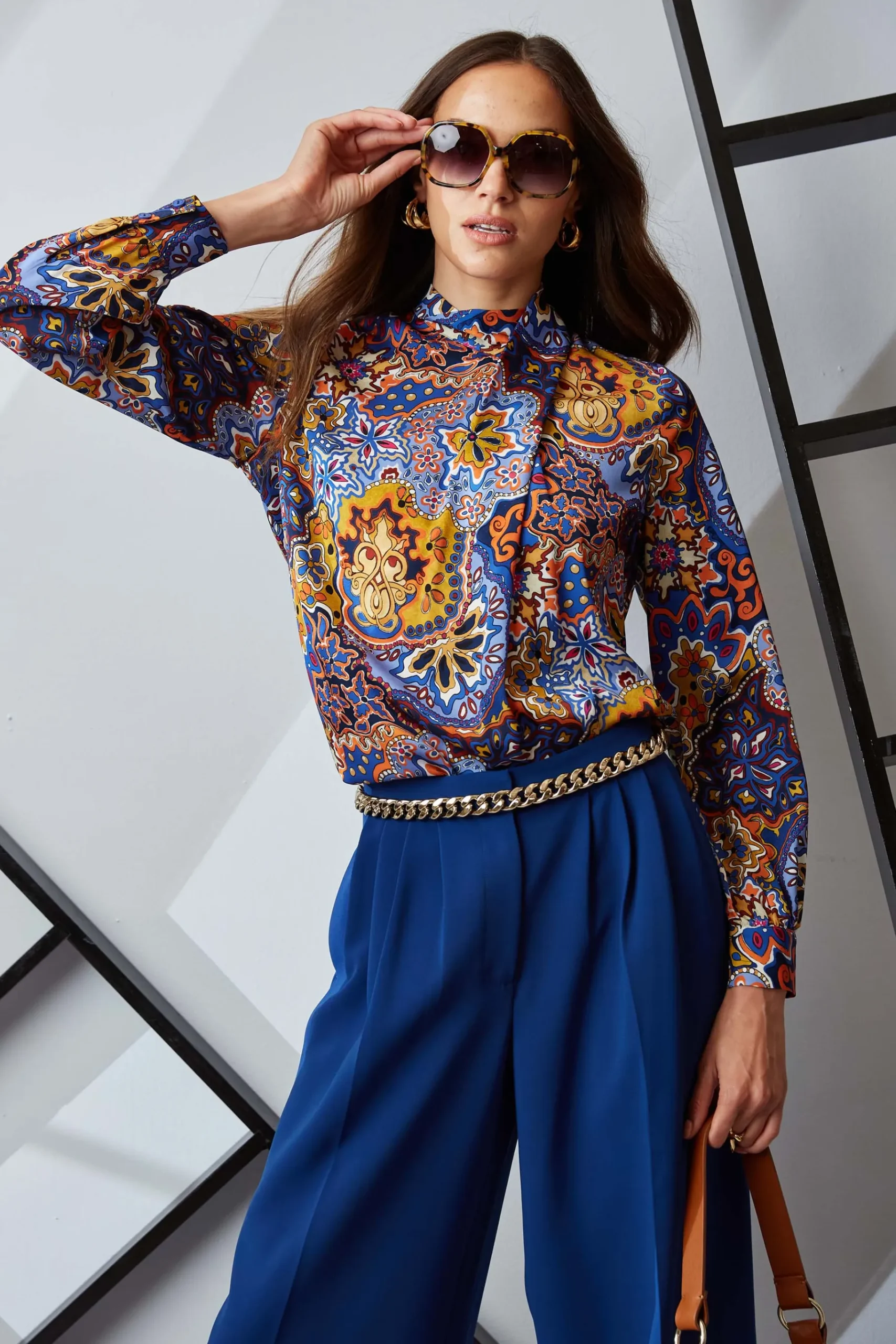 Elie Tahari Night Garden Silk Draped Shirt- Tops & Sweaters