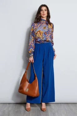 Elie Tahari Night Garden Silk Draped Shirt- Tops & Sweaters