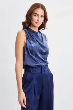 Elie Tahari Night Shadow Silk Top- Tops & Sweaters