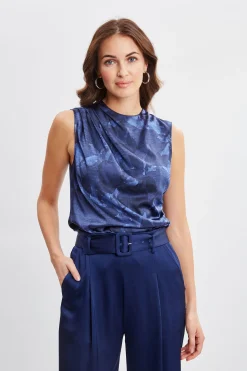 Elie Tahari Night Shadow Silk Top- Tops & Sweaters