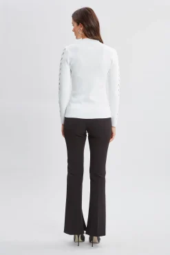 Elie Tahari Openwork Sleeve Sweater- Tops & Sweaters