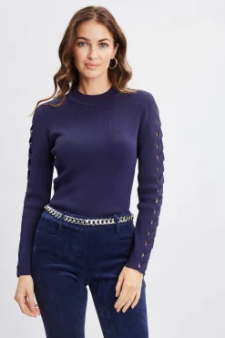 Elie Tahari Openwork Sleeve Sweater- Tops & Sweaters