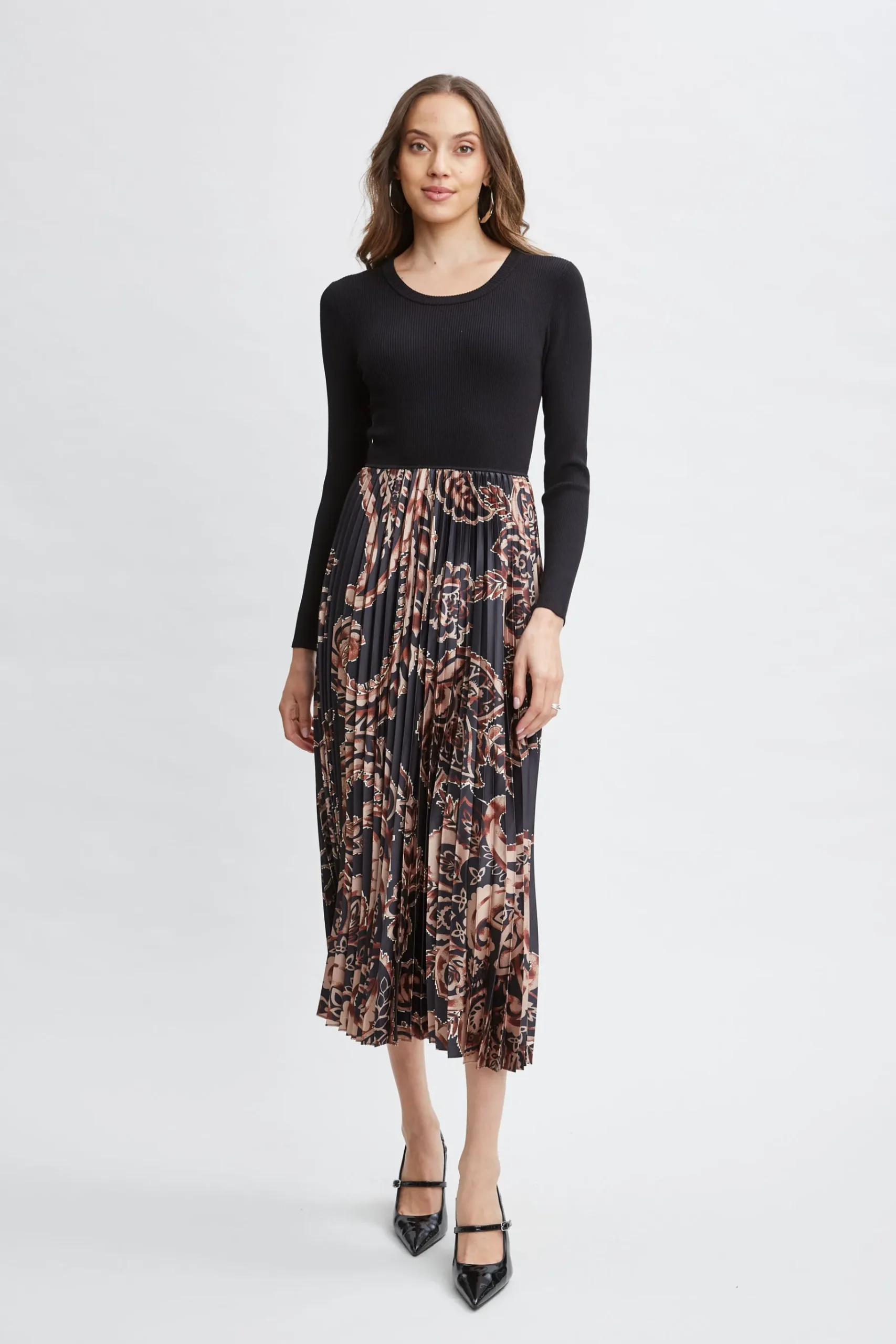 Elie Tahari Paisley Pleated Midi Dress- Dresses & Jumpsuits