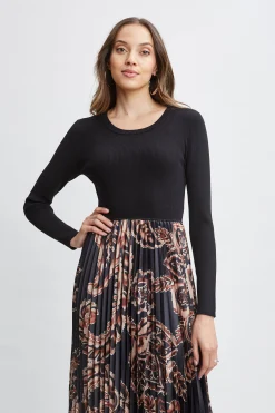 Elie Tahari Paisley Pleated Midi Dress- Dresses & Jumpsuits