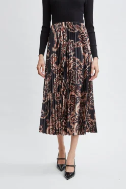 Elie Tahari Paisley Pleated Midi Dress- Dresses & Jumpsuits