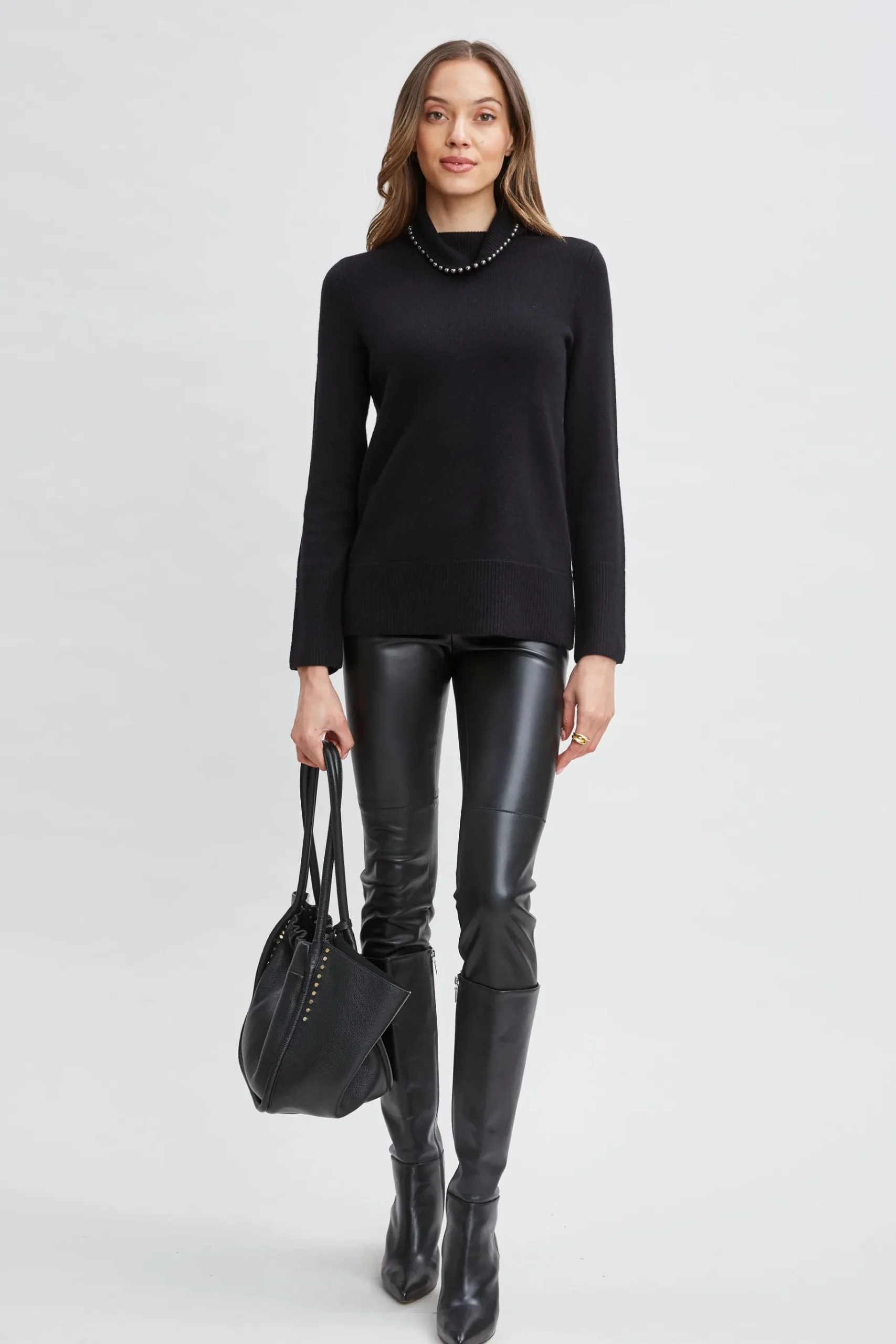 Elie Tahari Pearl Turtleneck Cashmere Wool Sweater- Tops & Sweaters