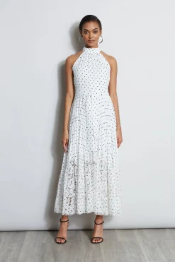 Elie Tahari Pin Dot Halter Dress- Dresses & Jumpsuits|Maxi Dresses