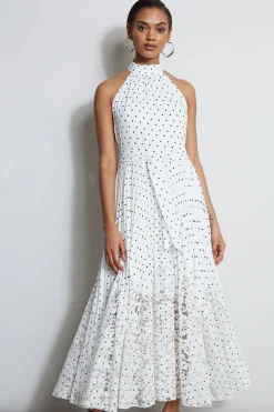 Elie Tahari Pin Dot Halter Dress- Dresses & Jumpsuits|Maxi Dresses