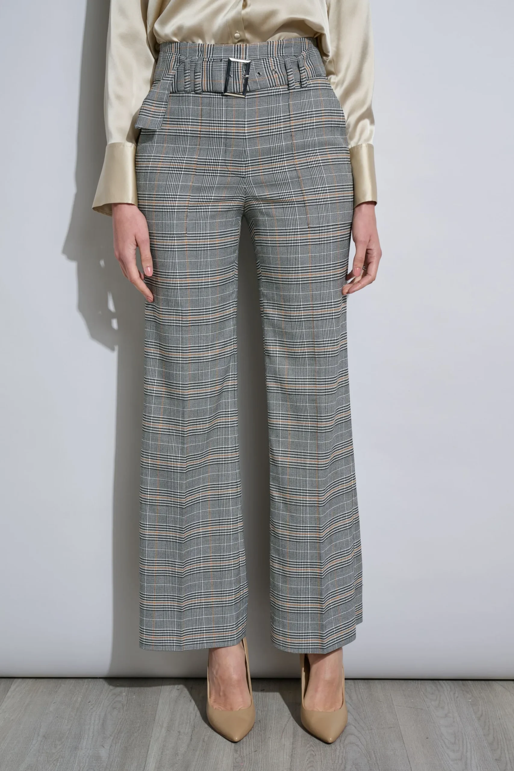 Elie Tahari Plaid Belted Pant- Bottoms