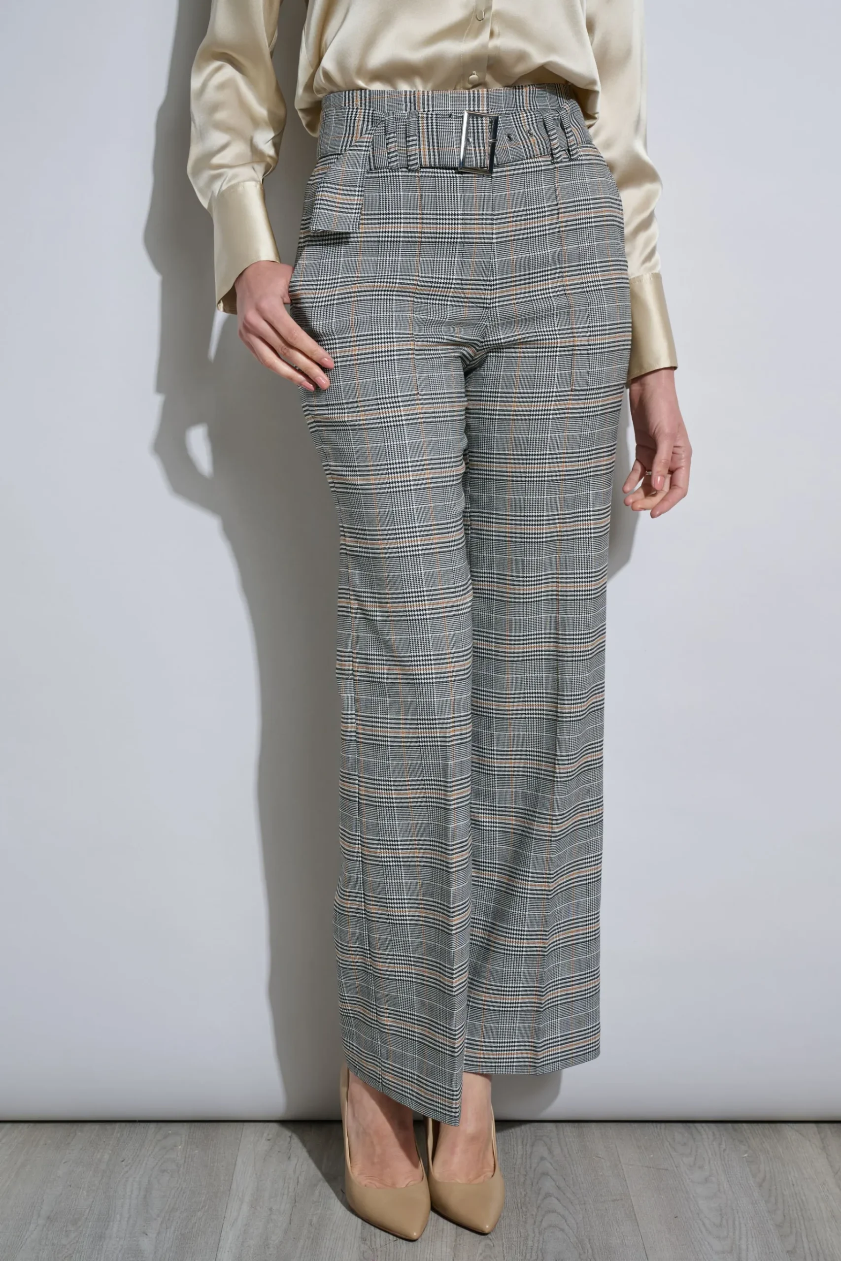 Elie Tahari Plaid Belted Pant- Bottoms