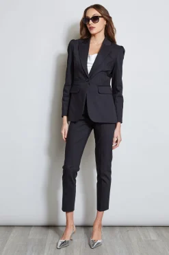 Elie Tahari Pleat Shoulder Cotton Blazer- Jackets & Blazers