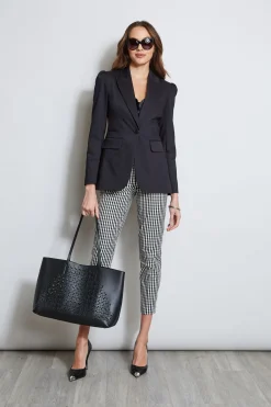 Elie Tahari Pleat Shoulder Cotton Blazer- Jackets & Blazers