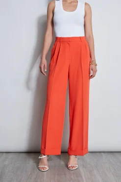 Elie Tahari Pleated Cuffed Pant- Bottoms