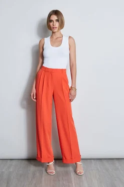 Elie Tahari Pleated Cuffed Pant- Bottoms
