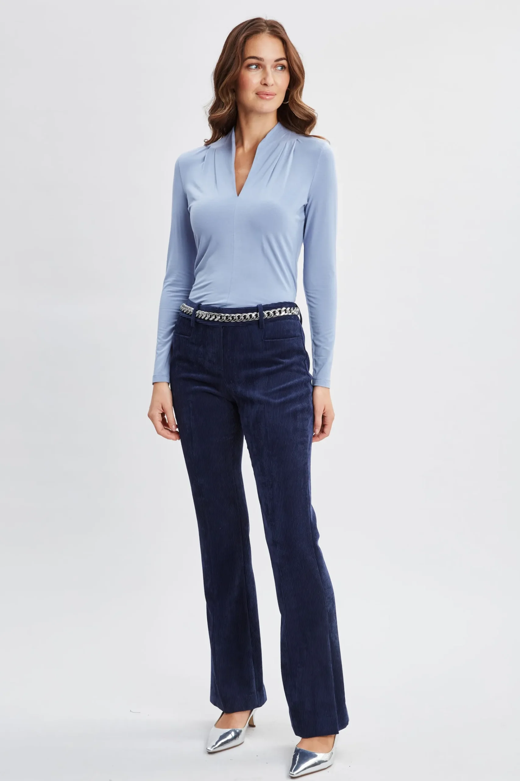 Elie Tahari Pleated Neck Knit- Tops & Sweaters