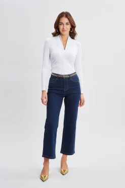 Elie Tahari Pleated Neck Knit- Tops & Sweaters