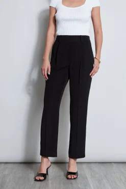 Elie Tahari Pleated Straight Leg Pull On Pant- Bottoms