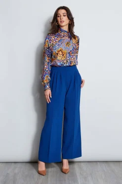 Elie Tahari Pleated Wide Leg Pant- Bottoms