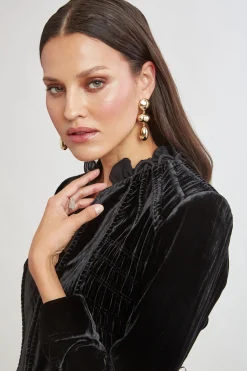 Elie Tahari Plisse Velvet Embroidered Jacket- Jackets & Blazers|Suiting