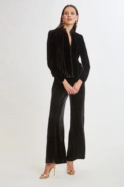 Elie Tahari Plisse Velvet Embroidered Jacket- Jackets & Blazers|Suiting