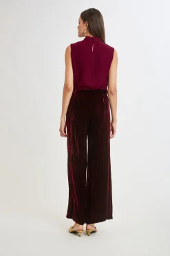 Elie Tahari Plisse Velvet Fluid Pant- Bottoms|Suiting