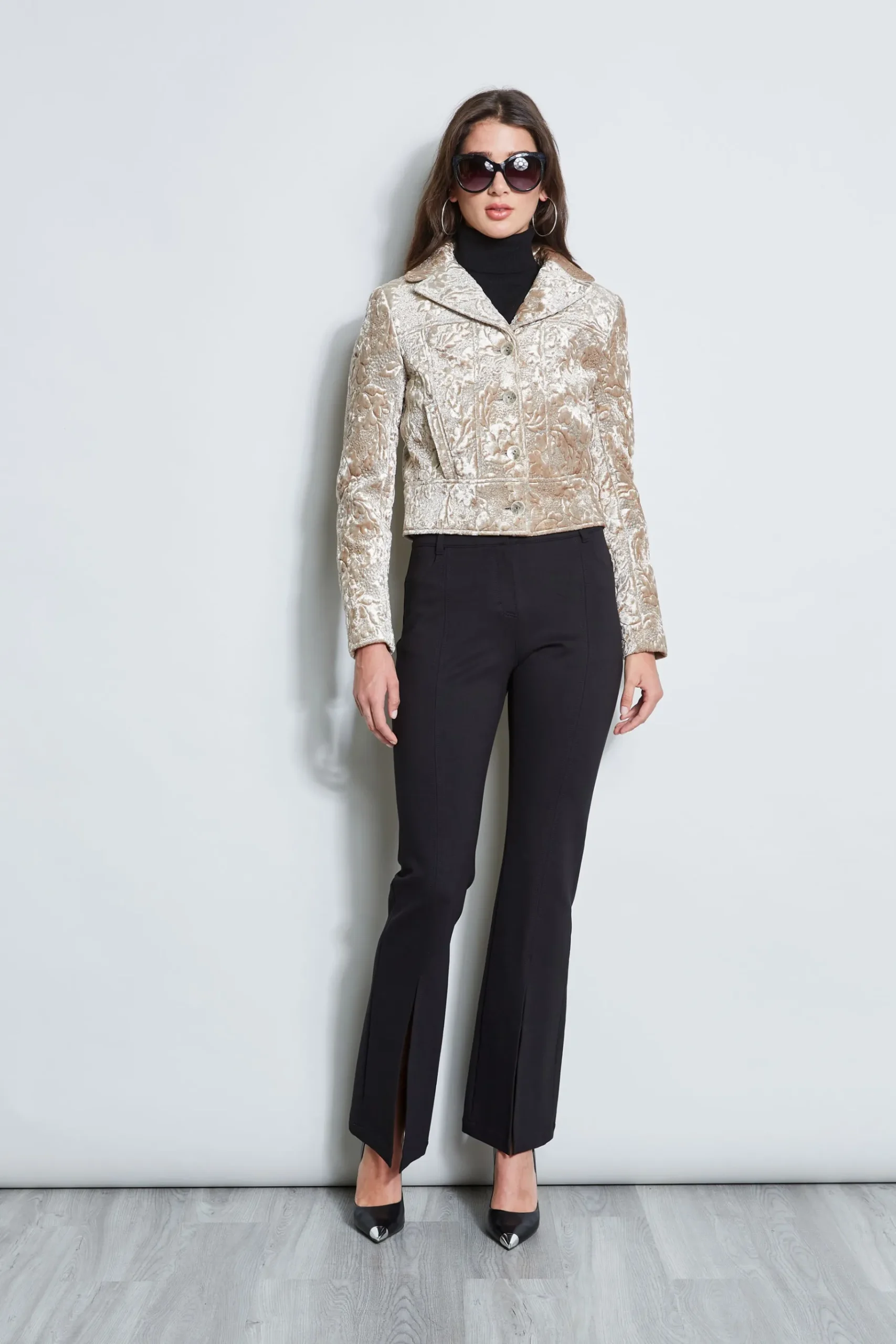 Elie Tahari Quilted Velvet Cropped Jacket- Jackets & Blazers