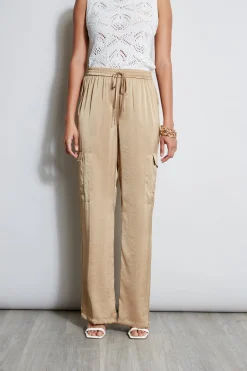 Elie Tahari Relaxed Satin Cargo Pant- Bottoms