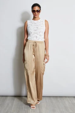 Elie Tahari Relaxed Satin Cargo Pant- Bottoms