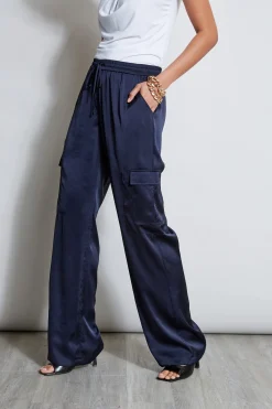Elie Tahari Relaxed Satin Cargo Pant- Bottoms