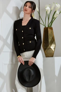 Elie Tahari Rib Button Sweater- Tops & Sweaters