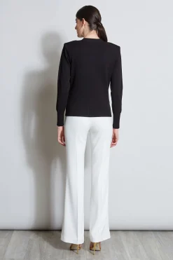 Elie Tahari Rib Button Sweater- Tops & Sweaters