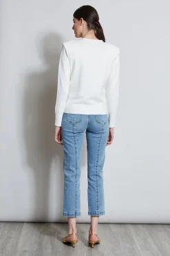 Elie Tahari Rib Button Sweater- Tops & Sweaters