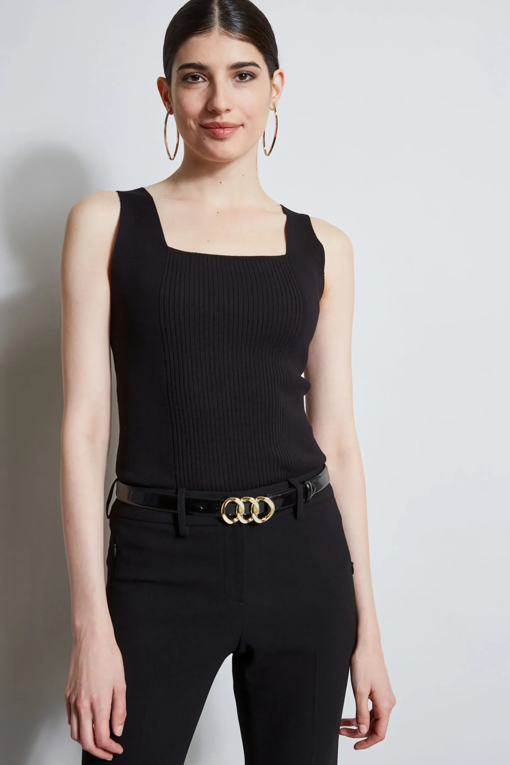 Elie Tahari Rib Detail Sweater Tank- Tops & Sweaters