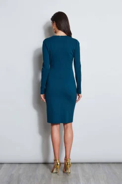 Elie Tahari Ruched Long Sleeve Knit Dress- Dresses & Jumpsuits|Long Sleeve Dresses