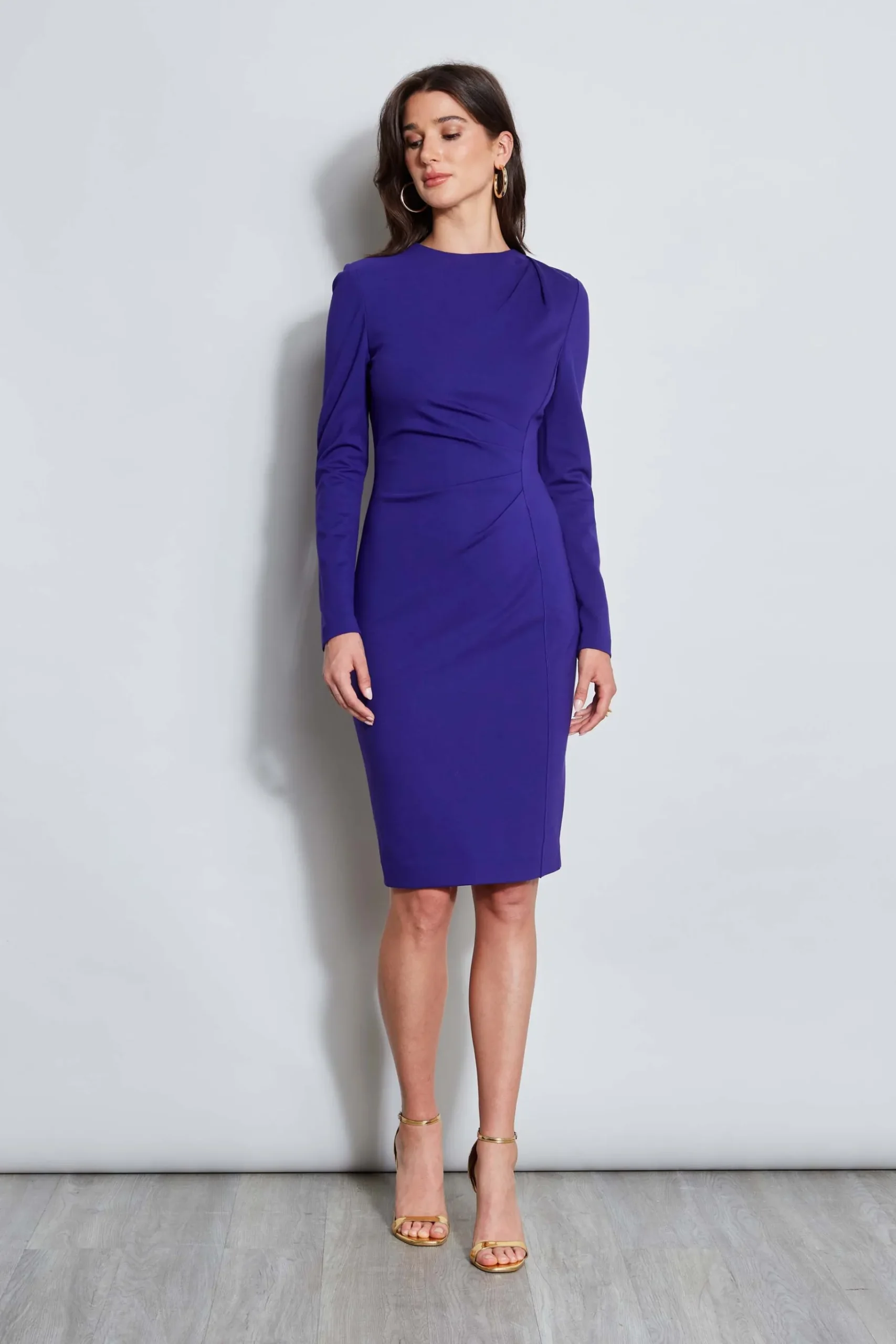 Elie Tahari Ruched Long Sleeve Knit Dress- Dresses & Jumpsuits|Long Sleeve Dresses