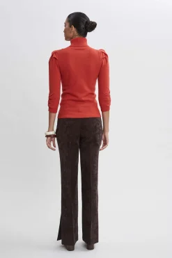 Elie Tahari Ruched Sleeve Cashmere Wool Sweater- Tops & Sweaters|Suiting