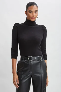Elie Tahari Ruched Sleeve Cashmere Wool Sweater- Tops & Sweaters|Suiting