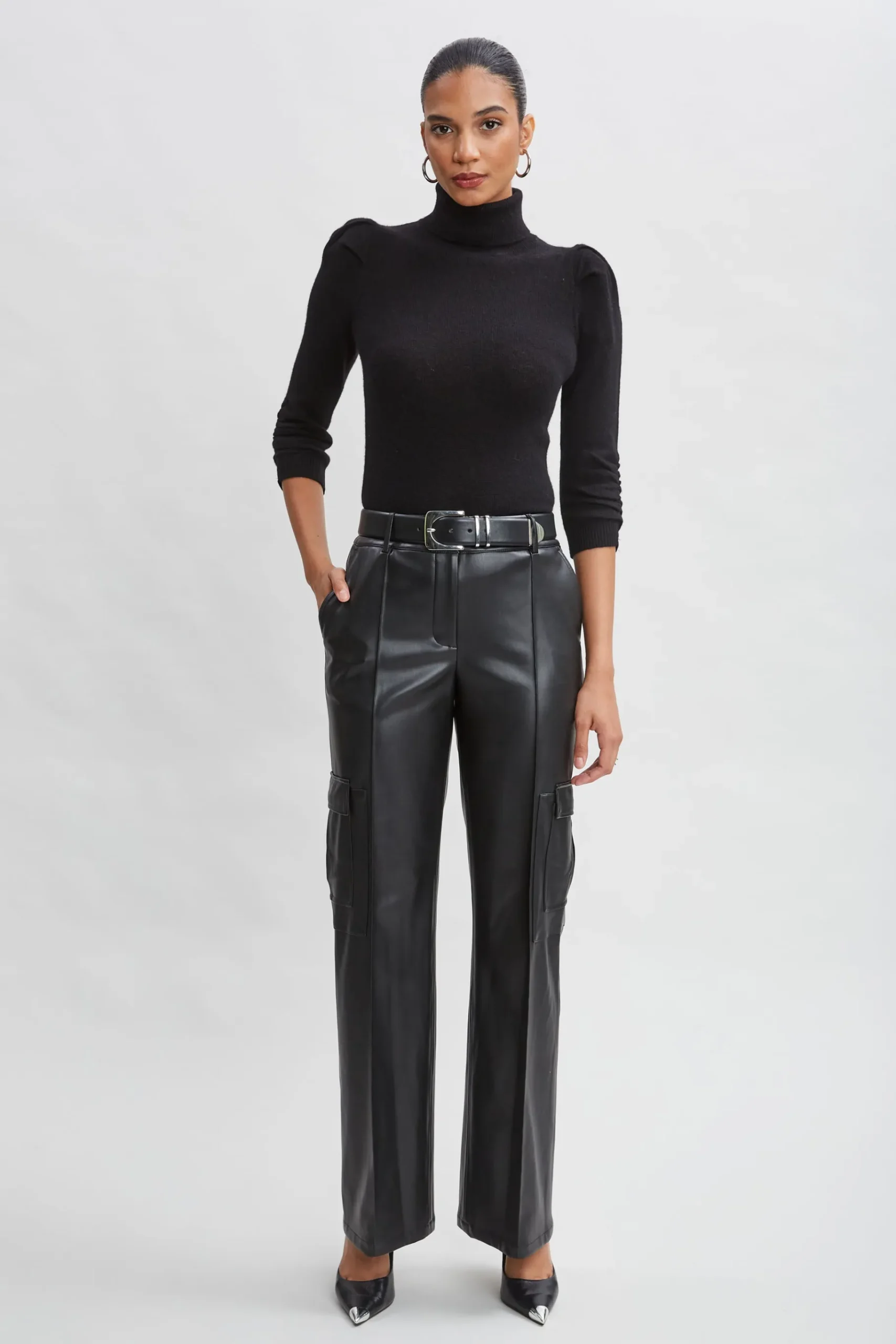 Elie Tahari Ruched Sleeve Cashmere Wool Sweater- Tops & Sweaters|Suiting