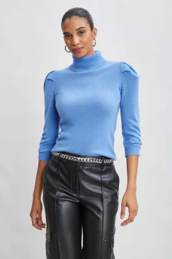 Elie Tahari Ruched Sleeve Cashmere Wool Sweater- Tops & Sweaters