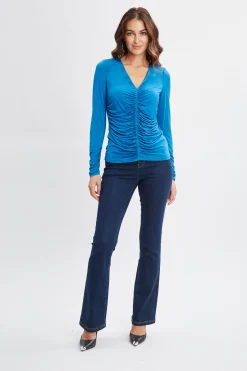 Elie Tahari Ruched V-Neck Knit- Tops & Sweaters