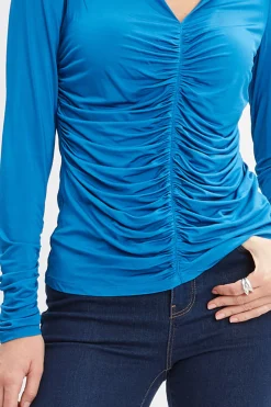 Elie Tahari Ruched V-Neck Knit- Tops & Sweaters