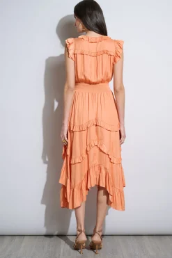 Elie Tahari Ruffle Midi Dress- Dresses & Jumpsuits|Midi Dresses