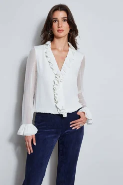 Elie Tahari Ruffle Silk Shirt- Tops & Sweaters