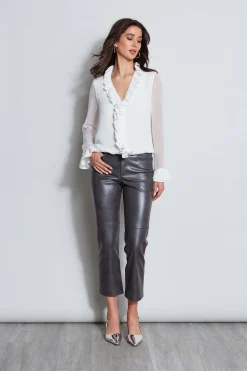 Elie Tahari Ruffle Silk Shirt- Tops & Sweaters