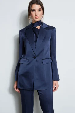 Elie Tahari Satin Boyfriend Blazer- Jackets & Blazers