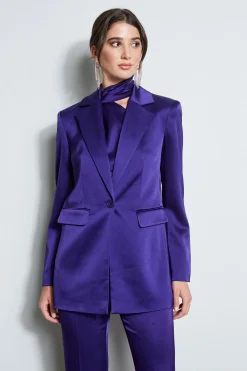 Elie Tahari Satin Boyfriend Blazer- Jackets & Blazers