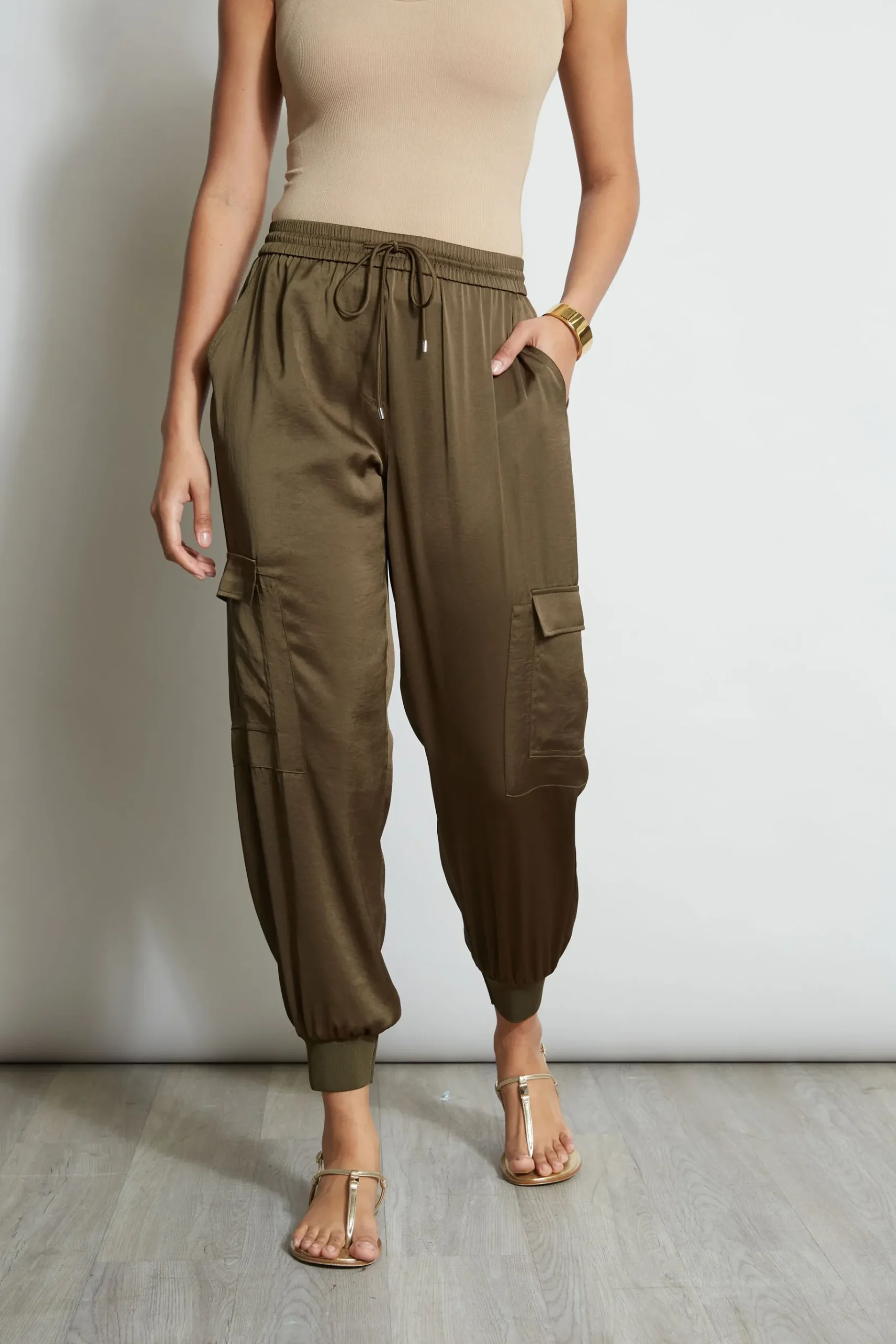 Elie Tahari Satin Cargo Pant- Bottoms