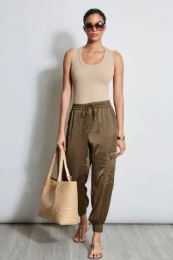 Elie Tahari Satin Cargo Pant- Bottoms
