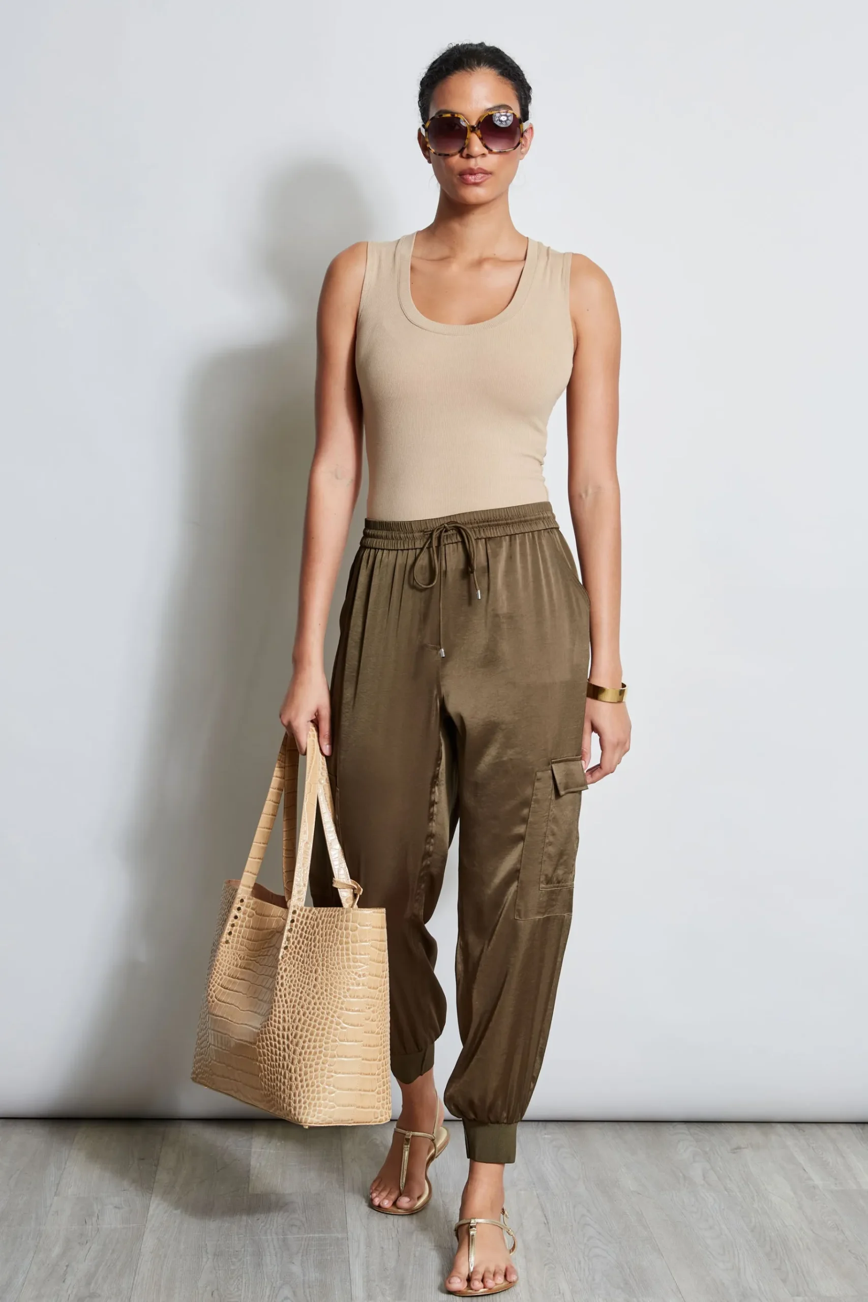 Elie Tahari Satin Cargo Pant- Bottoms