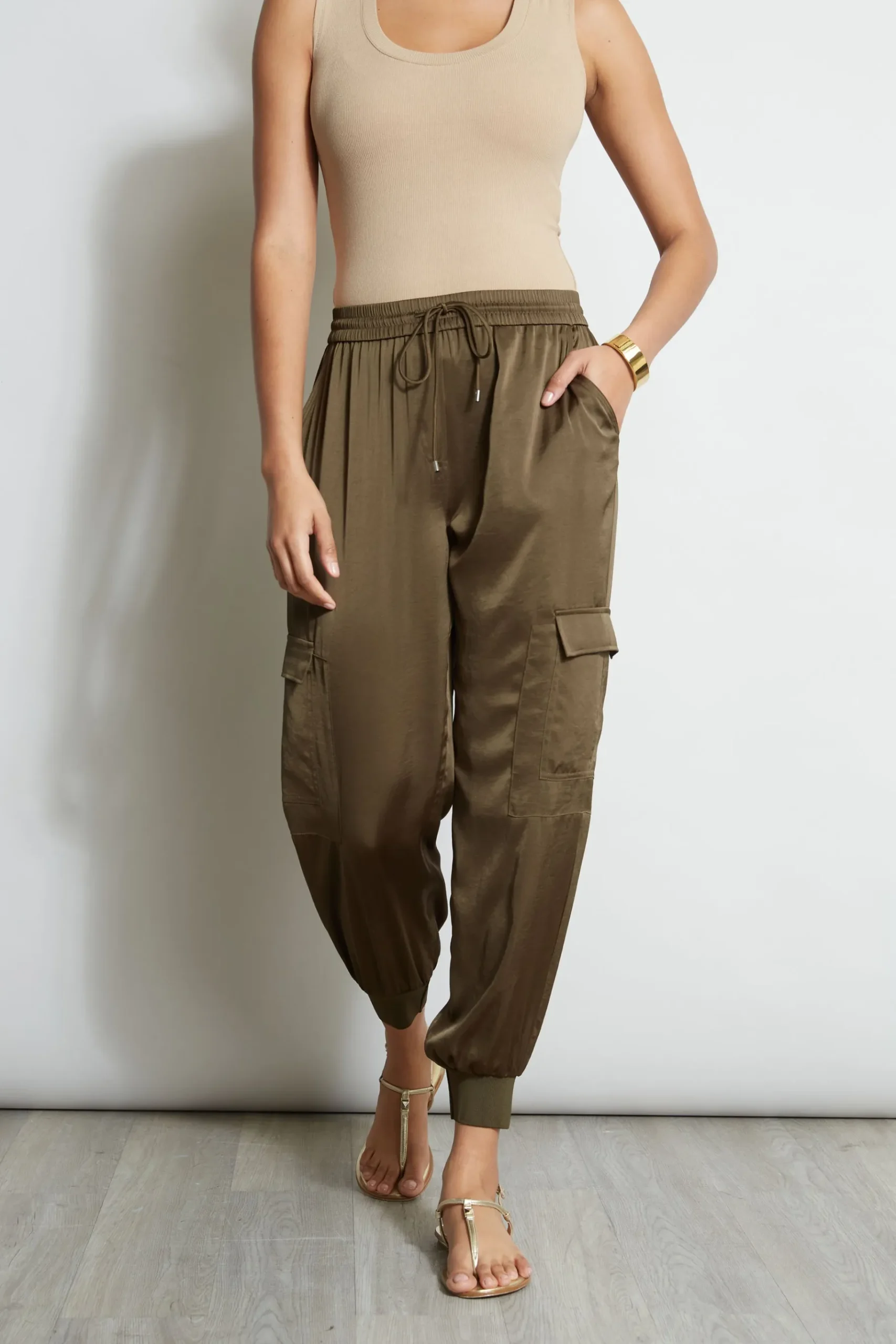 Elie Tahari Satin Cargo Pant- Bottoms